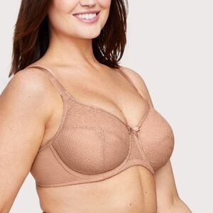 Sz 44D Cappuccino Glamorise Lace Comfort WonderWire Bra